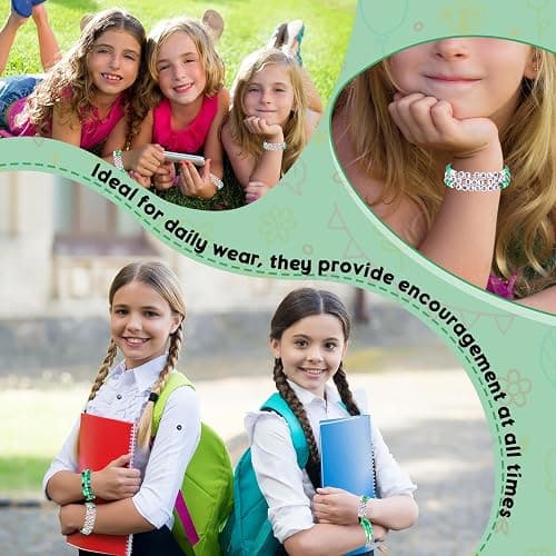 Landical 30 Pcs Motivational Bracelets Bulk with Inspirational Saying Inspirational Friendship Wristbands Unisex Depression Bracelet for Women Men Teacher Valentines Easter Party Favor Gift thumbnail 5