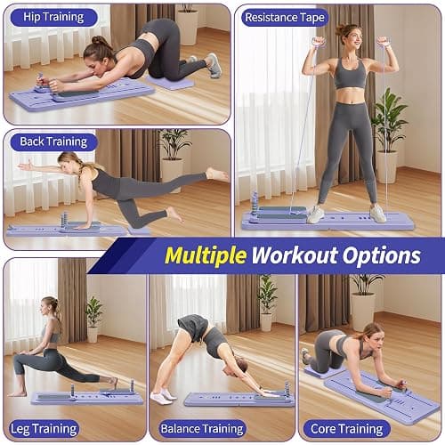 Pilates Reformer Set, ESBANY Pilates Board with Phone Holder, Multi-Purpose Foldable Pilates Reformer Machine, Portable Home Pilates Slider Board Equipment for Home Workout, Fitness, Exercise, Abs thumbnail 2