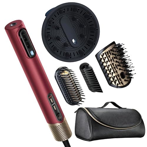 Infiniti PRO CONAIR 5-in-1 Hair Drying Wand, Straightener, and Styler, Ionic All-in-One Digital Motor Blow Dryer, Includes 4 High-Performance Attachments, Cherry Red - Image 1