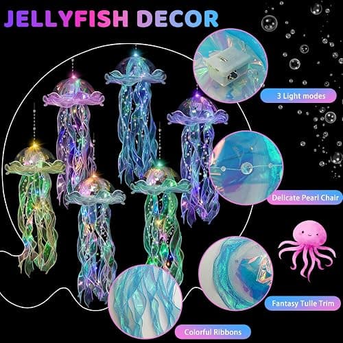 YOVIWEI Jellyfish Decor - 12 Pcs Jellyfish Lanterns for Under the Sea Decorations, Hanging Jelly Fish Decoration for Mermaid Theme Party & Birthday Gifts for Women Girls (6 Colors) thumbnail 2