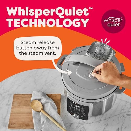 Instant Pot, 6-Quart Whisper Quiet 9-in-1 Electric Pressure Cooker, Slow Rice Steamer, Sauté, Yogurt Maker, Warmer & Sterilizer, Free App with 800+ Recipes, Stainless Steel thumbnail 4