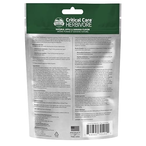 Oxbow Critical Care Herbivore, Emergency Guinea Pig Food, Rabbit Food for Recovery, Natural Apple Banana Flavor, Critical Care for Guinea Pig Emergency Kit, Made in USA, 141 Grams thumbnail 2