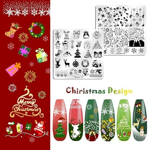 Biutee Nail Stamping Plates Set 15PCS Nail Art Stamper Scraper Nail Art Stamping Kit with Storage Bag Gift Box Nail Stamp Template Kit Lace Flower Butterfly Star Christmas Holiday Design thumbnail 3