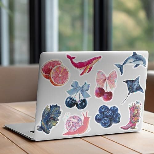 100pcs Pink Aesthetic Stickers for Water Bottle, Waterproof Vinyl Blue Aesthetic Stickers for Laptop Scrapbook Journaling Skateboard Party Supplies thumbnail 2