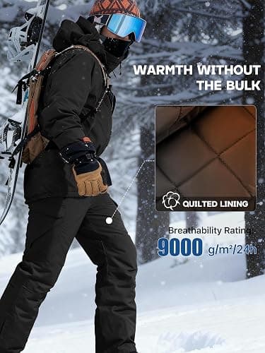 FREE SOLDIER Men's Waterproof Snow Insulated Pants Winter Skiing Snowboarding Pants with Zipper Pockets thumbnail 4