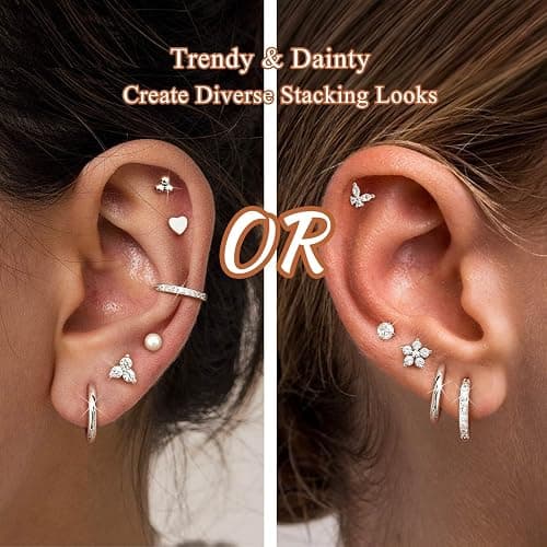 Jstyle Hypoallergenic 14K Gold Plated Stud Hoop Earrings for Women Men Surgical Stainless Steel Flat Back Earrings Small Huggie Hoops Cartilage Earring Set for Multiple Piercing Jewelry Gift for Women thumbnail 4