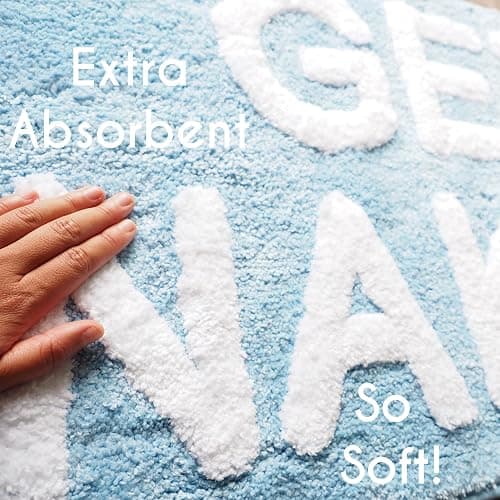 Evovee Get Naked Bath Mat Funny Cute Bathroom Rugs Get Naked Rug Shower Funny Bathroom Decor Fun Cute Bath Mat Non-Slip Washable College Baby Blue thumbnail 3