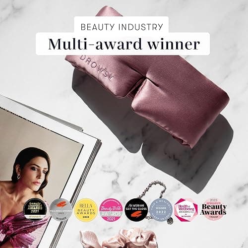 DROWSY Silk Sleep Mask - Face-Hugging, Padded Cocoon for Luxury Sleep in Total Darkness - 100% Pure Mulberry Silk (Damask Rose) thumbnail 7