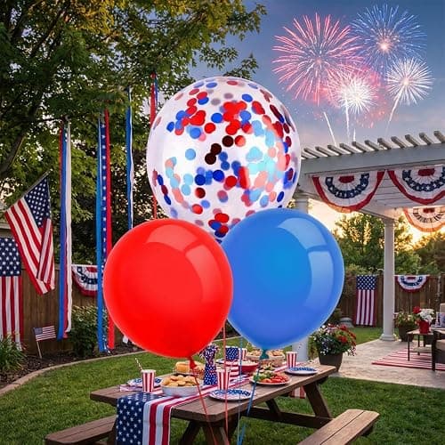 TecUnite 80 Pcs Red White and Blue Balloons Kit 12 Inch 4th of July Independence Day Patriotic Balloons 250th Anniversary Confetti Latex Balloon for Memorial Day Party Arch Decorations Supplies thumbnail 7