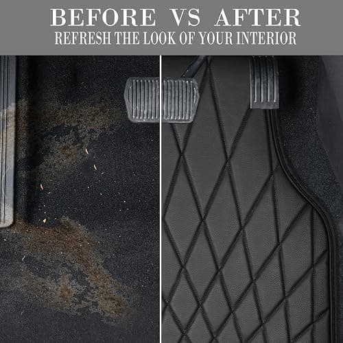 CAR PASS Faux Leather Floor Mats for Cars, Luxury Waterproof All Weather Car Mats Full Set, Anti-Slip Deluxe Automotive Mats Universal Fit for Most SUV,Vans,Sedans,Trucks, 4 Piece All Black thumbnail 6