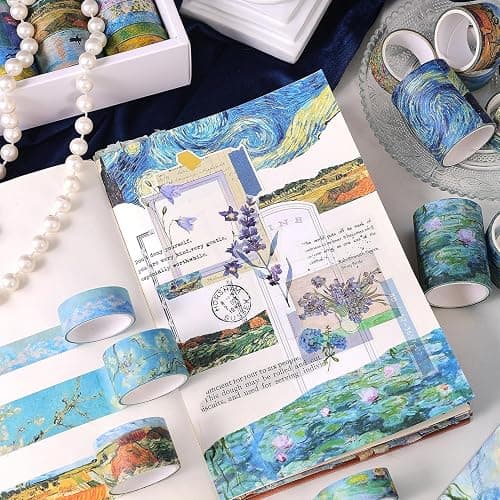 PAGEMORE 32 Rolls Washi Tape Set, Colored Van Gogh Patterns Decorative Masking Tape, Vintage Artists Tapes for Journaling, Junk Journal, DIY Craft Projects, Scrapbooking Supplies Decor thumbnail 7