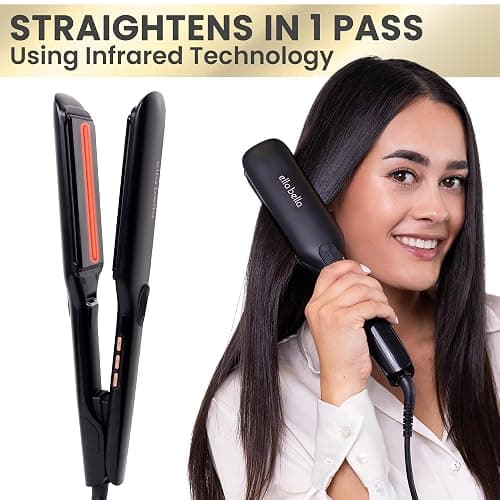 ELLA BELLA® Titanium Flat Iron Hair Straightener (with Infrared) • Professional Straightening Iron • Digital Display to Accurately Control Temperature • As Featured in Good Housekeeping thumbnail 8