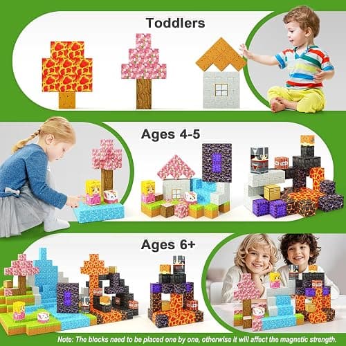 Magnetic Blocks - Build Mine Magnet World Magic Portal Set, Magnetic Tiles Building Blocks Toddler Toy STEM Sensory Outdoor Toys for 3+ Year Old Boys & Girls, Creative Kids Games Kids Toys 84PCS thumbnail 5