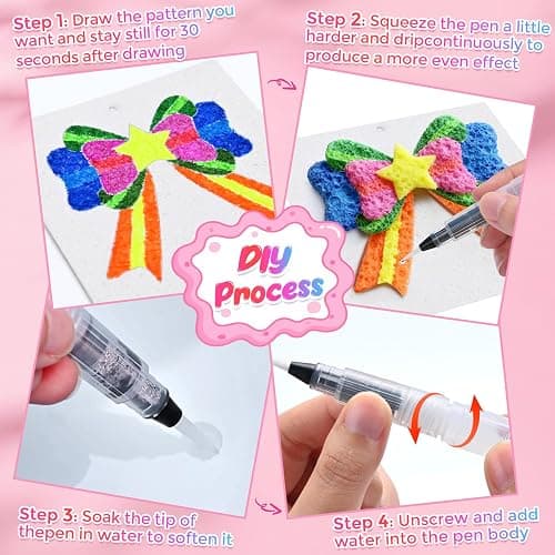 SHXYKZ 95 Pcs Magic Foam Texture Painting Kit, 3D Puffy Paint Kit Including 46 Pcs Magic Foam Paper, 24 Colors Dual-tip Marker Pen, DIY Creative Craft Set for Kids, Ideal Gifts for Boys and Girls thumbnail 5