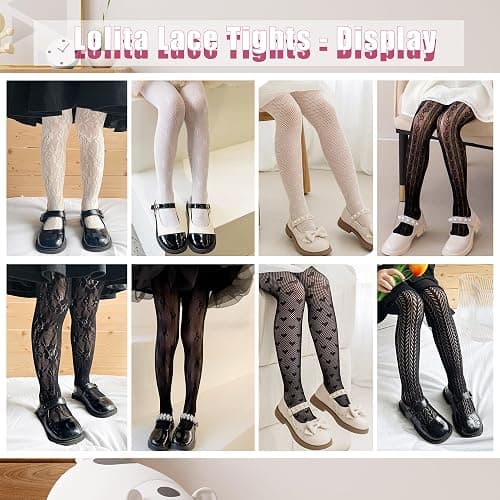 GUXIMIAR Girls Lace Fishnet Tights Toddler Sheer Patterned Stockings Halloween Tights Hollow Dance Pantyhose for Kids thumbnail 6