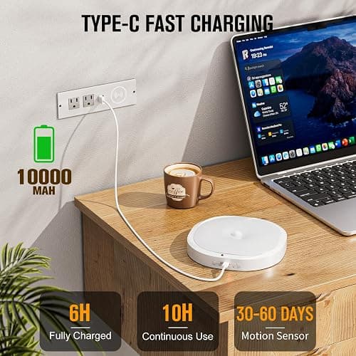 RIRIBEN Rechargeable Motion Sensor Ceiling Light Indoor, 10000mAh Battery Operated Closet Light with Remote Control, Magnetic Mount Shower Light for Bathroom/Pantry/Garage thumbnail 2
