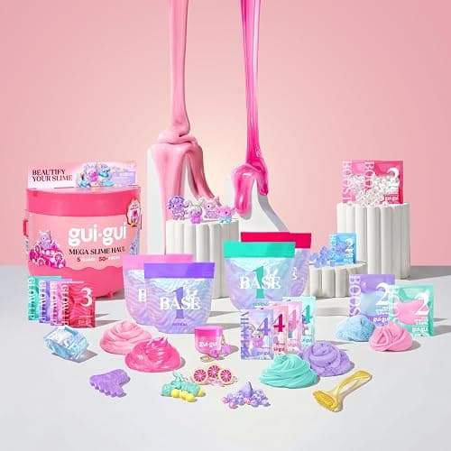 GUI GUI Mega Slime Haul, 5 Scented Slimes, 50+ Pieces, Kids Toys | Gua Sha and 3-in-1 tool with cloud, clear, butter, jelli, and crunch slime for kids ages 6+, 6 year old girl birthday gift thumbnail 2