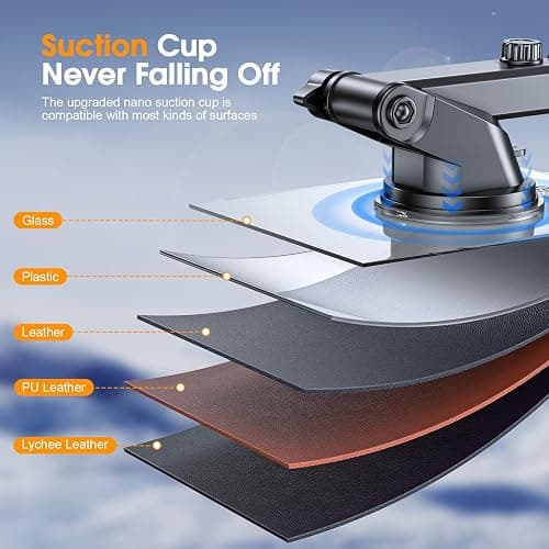 SUUSON 3 in 1 Phone Holders for Your Car, Car Phone Holder Mount [Strongest Suction] 360° Adjustable Cell Phone Holders for Car Phone Stand Car Mount for iPhone, Samsung, Google, More Smartphones thumbnail 6