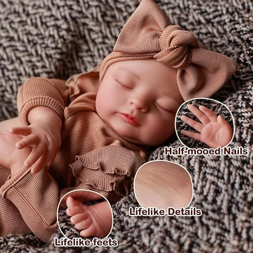 ADFO Real Life Reborn Baby Dolls Girl 20 Inches Realistic Baby Doll Soft Vinyl Sleeping Newborn Baby Dolls with Feeding Accessories for Kids Ages 3+ thumbnail 4