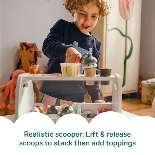 Melissa & Doug Wooden Scoop & Serve Ice Cream Counter, Pretend Play Store, 28 Toy Food & Play Kitchen Accessories, Preschool Toys for Girls & Boys 3+ thumbnail 7