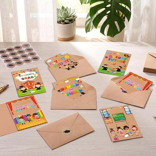 Gueevin 24 Pack Kindergarten Graduation Greeting Cards Class of 2026 Preschool Kindergarten Graduation Gift Card with Envelopes Stickers, 4 x 6 Inch Congrats Grad Greeting Cards for Kids Girls Boys thumbnail 2