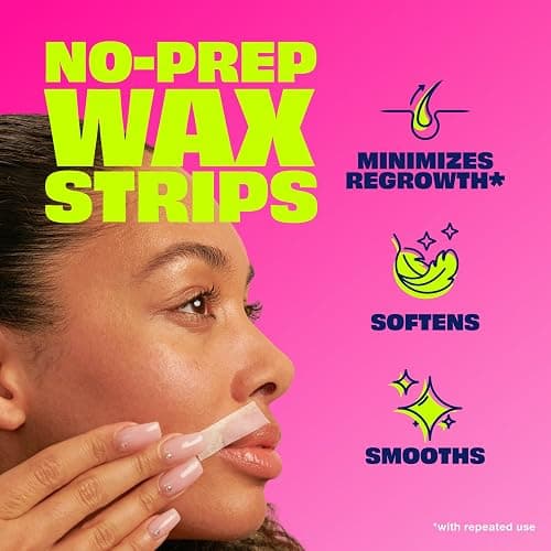 Nair Hair Remover Wax Ready Strips, Face and Bikini Hair Removal Wax Strips, Orchid and Cherry Blossom Extracts, Dermatologist Tested, Plus 4 Non-Flushable Post Wipes, 40 Count thumbnail 2