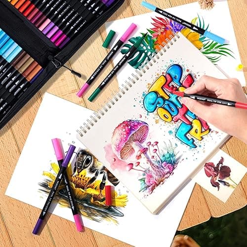 72 Colors Dual Tip Art Markers Pens for Adult Coloring Books, Brush and Fine Tip Coloring Marker for Drawing Journaling Note Taking Lettering - 72 Colors thumbnail 8