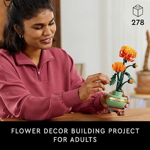 LEGO Botanicals Chrysanthemum Artificial Flower Building Set - Creative Model Kit for Adults to Build - Faux Plant Gift for Women and Men - Home Office Decor from the Botanical Collection - 10368 thumbnail 2