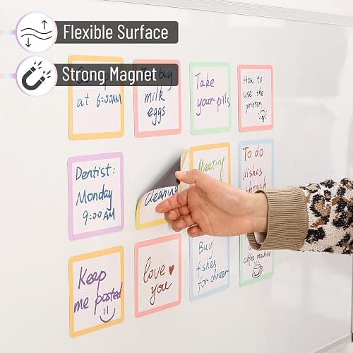 Mr. Pen- Dry Erase Magnets, 4”x4”, 24 Pack, Colorful Dry Erase Magnetic Labels thumbnail 4