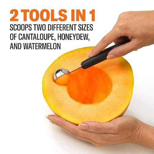 GoodCook Touch Stainless Steel 2-in-1 Melon Baller and Fruit and Veggie Corer Scoop, Silver/Black thumbnail 4