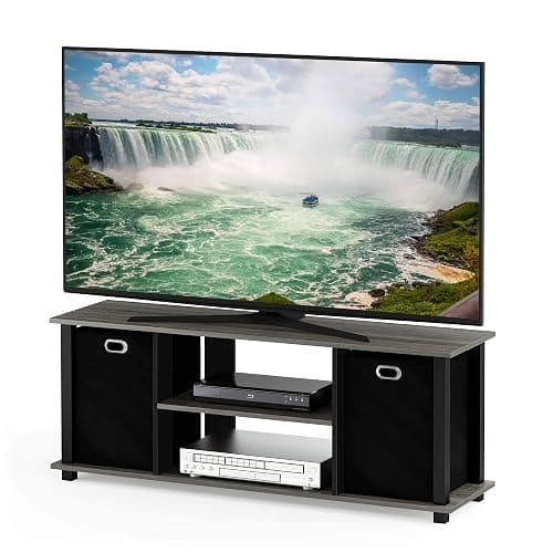 FURINNO Econ Entertainment Center, French Oak Grey/Black/Black - Image 1