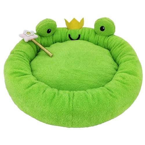 TONBO Soft Plush Small Cute and Cozy Food Dog Cat Bed, Washer and Dryer Friendly (Frog) - Image 1