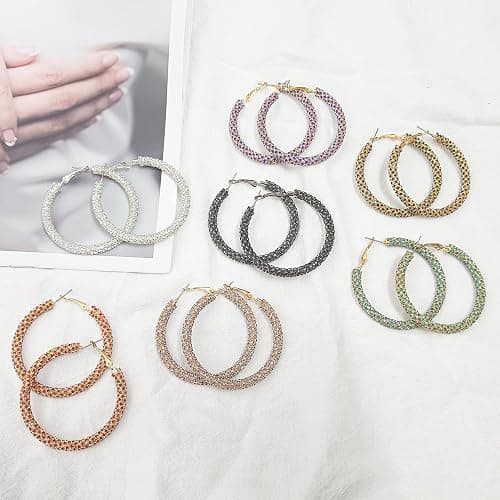 JINGDR Multcolors Cubic Zirconia Hoop Earrings For Women Statement Oval Rhinestone Hoop Earrings 14K Gold Plated Chunky Hoop Earrings Dainty Lightweight Big Earrings Trendy Jewelry (55MM/45MM) thumbnail 7