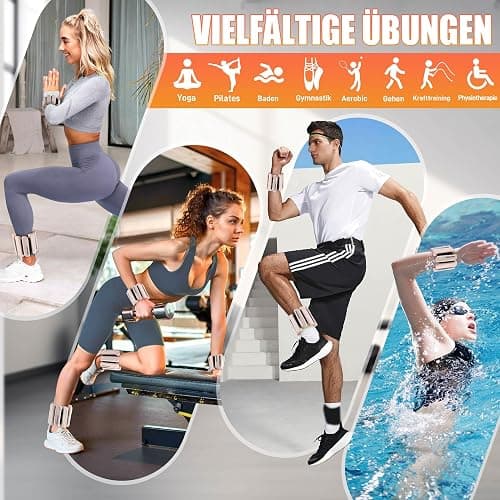 BECOJADDE Gewichtsmanschetten fuß 0.45 KG / 0.9 KG Je Gewichte für Beine und Arme Set 2 Ankle Weights Handgelenk Gewichte Knöchelgewichte Fussgewichte für Laufen Joggen Cardio Aerobic Krafttraining thumbnail 4