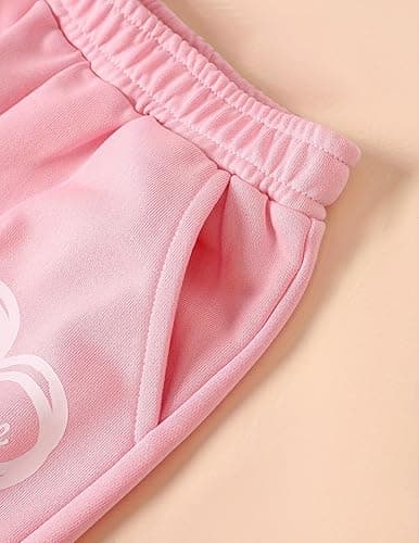 Fdqin Girls' 3 Pcs Letter Graphic Print Sweatpants Kids Athletic Joggers Pants with Pockets 4-14 Years thumbnail 4