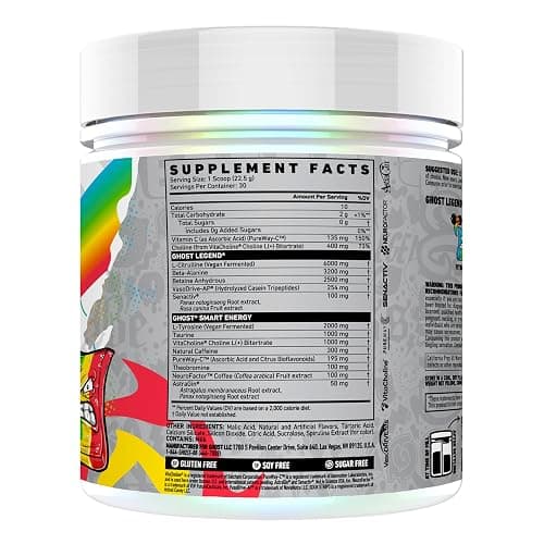 GHOST Legend Pre-Workout Powder, Sour Strips - 30 Servings – Pre-Workout for Men & Women with Choline, L-Citrulline, & Beta Alanine for Energy & Focus thumbnail 2