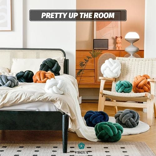 VBGYA Knot Pillow Ball, Soft Home Decorative Throw Pillows Cushion, Round Changeability Knotted Pillows, Modern Home Handmade Cushions for Bedroom, Sofa, Couch (8 Inch, Black) thumbnail 5