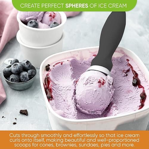 Spring Chef Gray Heavy Duty Ice Cream Scoop with Comfortable Soft Grip Handle, Dishwasher Safe Ice Cream Scooper, Professional Metal Kitchen Tool for Frozen Yogurt, Gelato, Sorbet, Sundae, Melon thumbnail 4