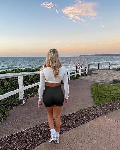 OQQ Women 2 Piece Workout Shorts Butt Lifting High Waist Yoga Athletic Gym Seamless Shorts thumbnail 3