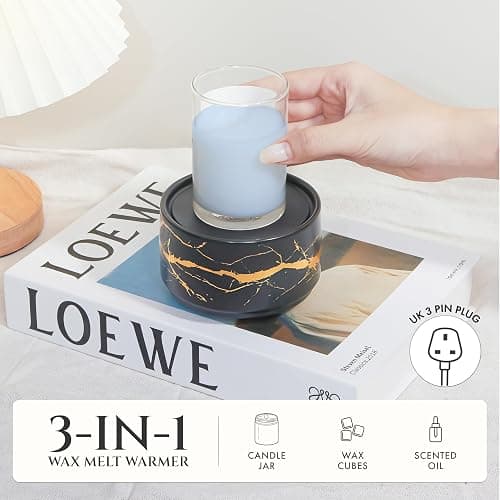 PALANCHY Wax Melt Warmer Ceramic 3-in-1 Oil Burner Electric Candle Wax Warmer Burner Melter Fragrance Warmer for Scented Waxs Home Office Bedroom Aromatherapy Gift& Decor (Black Gold) thumbnail 4