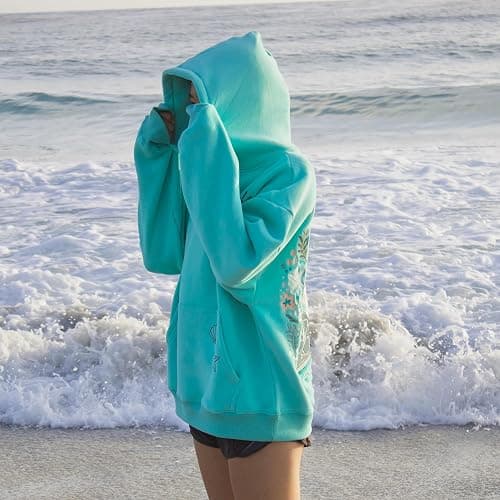 Cute Hoodies for Teen Girls Floral Embroidered Patchwork Hoodie Y2k Oversized Pullover Sweatshirt Preppy Streetwear thumbnail 4
