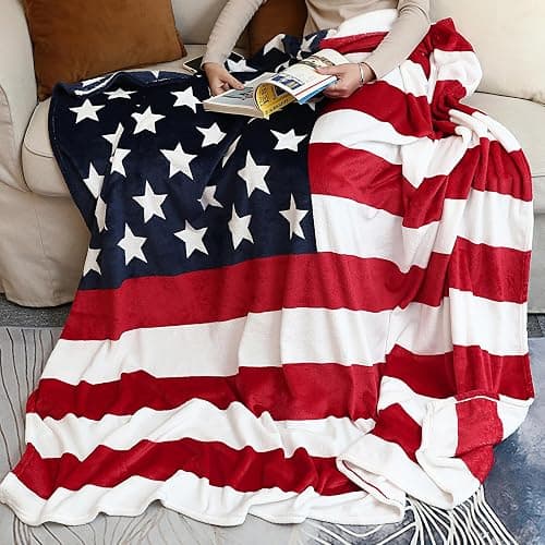 Sviuse American Flag Blanket, Twin Size USA Throw Blanket 60x80 Inches, Gifts Blanket for Bed Couch Chair Fall Winter Camping Living Room Office thumbnail 3