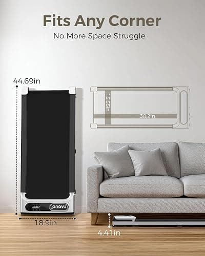 Yagud Under Desk Treadmill, Walking Pad for Home and Office, 2.5 HP Portable Walking Jogging Running Machine with Remote Control and LED Display, Silver thumbnail 3