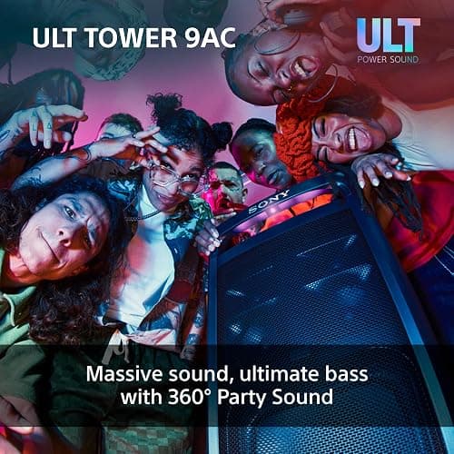 Sony ULT TOWER 9AC - Ultimate Bluetooth Party Speaker, Mains Powered, 2 x ULT POWER SOUND modes, X-Balanced Speaker, 360 Lighting & Sound, Karaoke Inputs - Black thumbnail 3