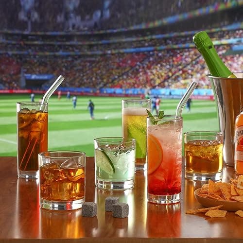 [ 12 Pack ] Glass Cups with Glass Straws, 12oz Highball & Rock Drinking Glasses, Everyday Drinkware Glasses Set, Cute Tumbler Cup, Kitchen Glasses for Iced Coffee, Water, Beer, Cocktail, Whiskey Gift. thumbnail 2