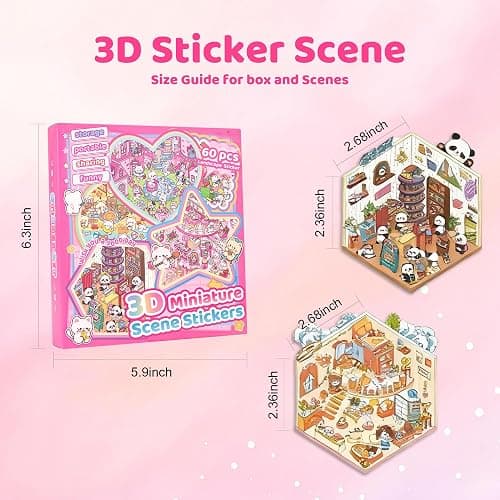 20 Sets 3D Sticker Scene Craft Kit –Adult Creative Relaxation Activity,Build Decorative Miniature House & Landscape Scenes with Reusable Stickers thumbnail 2