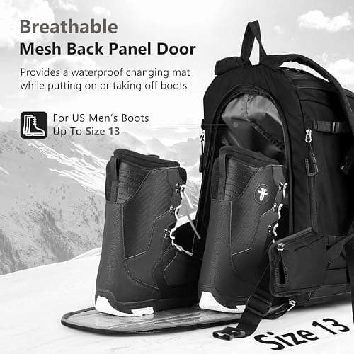 MORXPLOR Ski Boot Bag - 65L Padded, Waterproof Ski Travel Backpack for Gear & Accessories thumbnail 3