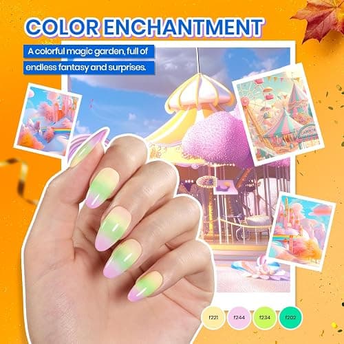 Beetles Gel Nail Polish Kit with U V Light - 80Pcs Fall Nail Fest Color Enchantment 55 Colors Gel Polish Starter Kit with Base Top Coat DIY Nails Stickers Manicure Tools Gift for Women Teens Girls thumbnail 8
