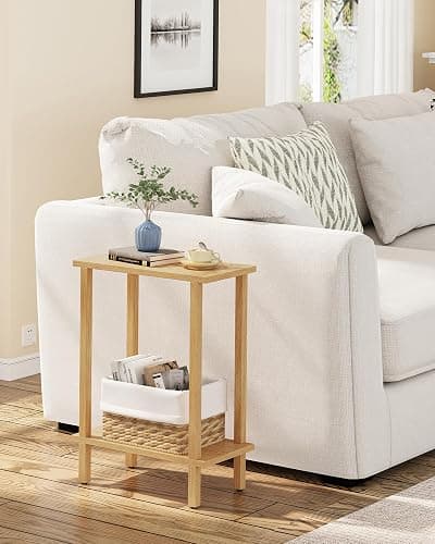 TUTOTAK Small Side Table, Narrow End Table, Skinny Sofa Table, Slim Nightstand, Couch Table, Living Room, Bed Room, Natural TB01BN062 - Image 1