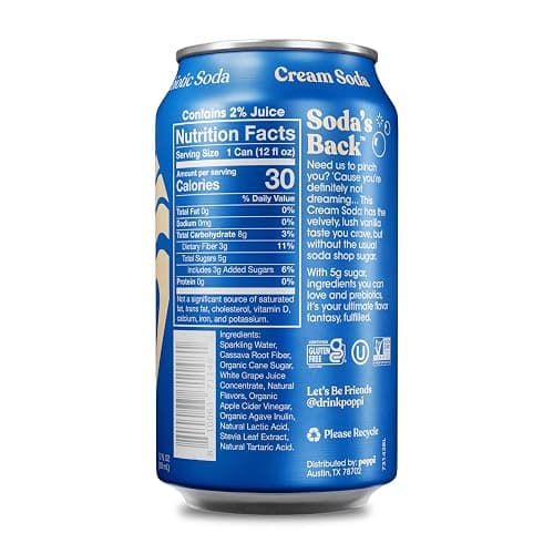 Poppi Prebiotic Soda, Cream Soda, 12 Oz, 12 Pack thumbnail 2